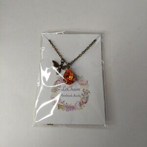 LeChaim Bee & Honey Drop Pendant Necklace Honeybee Gift Cottage Fairy Farmhouse